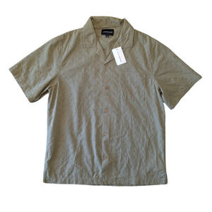 Lucky Brand Olive Green Eyelet Embroidered Short Sleeve Woven Shirt New Size M